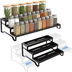 Expandable Spice Rack Organizer for Cabinet 3 Tier Spicy Shelf Black 1Pack by SANKEUHomeStorage