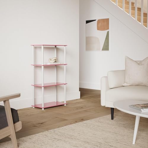 Furinno Turn-N-Tube Toolless 4-Tier Storage Shelves, Pink - Image 2