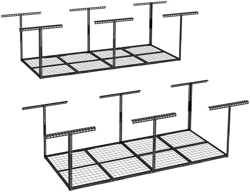 FLEXIMOUNTS 3x8 Overhead Garage Ceiling Storage Rack, 2 Pack, Black by FLEXIMOUNTS