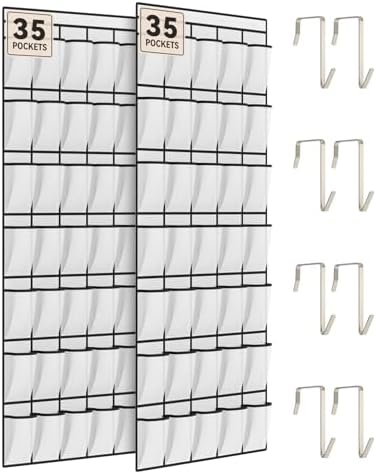 dodowin Over Door Shoe Organizers, 2 Pack, 35 Pockets Each, White by dodowin