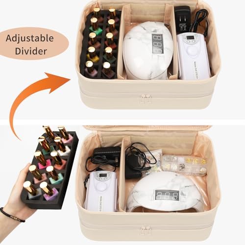 Nail Polish Organizer Bag Holds 50+ Bottles (15ml/0.5 fl.oz) &UV Nail Lamp - Image 3