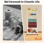 Ribbon Organizer Rack, Double-Sided 16 Tier Ribbon Storage Holder, Floral Wrapping Paper Spool Stand Racks for Craft Room, Scarf Tie Belt Towel Display Shelf Sewing Station Cart, White, 26.4in Wide - Image 4