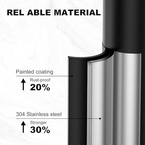 Toilet Paper Holder Free Standing, 25” H Stainless Steel Black Toilet Paper Stand, Weighted Base Floor Tissue Roll Holder for Bathroom,Toilet Roll Stand - Image 3