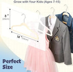HOUSE DAY 14 Inch Kids Velvet Hangers 50 Pack, Durable Big Kid Hanger Beige - Image 3