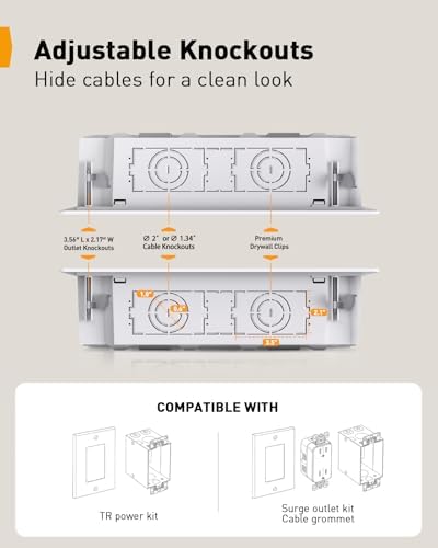 Perlegear 9″ in-Wall Media Box, Electrical Box, Cable Management Kit - Image 3