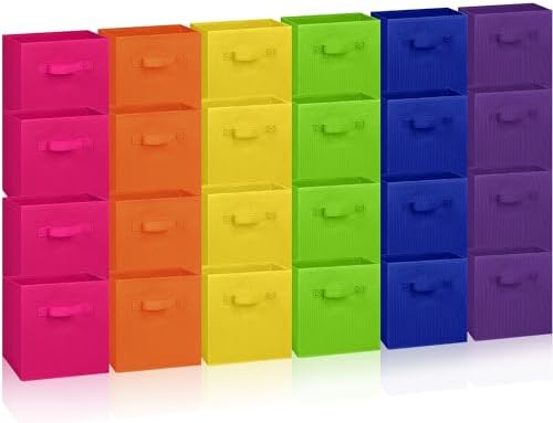 Hillban 48 Pcs Storage Cubes 11'' Collapsible Storage Bins Bulk, Colorful by Hillban