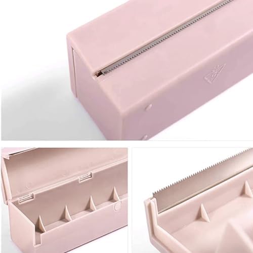 Foil Cutters, Cling Film Dispenser Plastic Wrap Dispenser Food Wrap Cling Film Storage Organizer for Kitchen Aluminum Foil Wax Paper 3 Pieces (Color: rosy Blue White) - Image 6