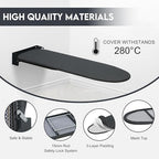 Wall Mounted Ironing Board,Space-Saving Compact Wall Mount Fold Down Iron Board for Laundry Room, 36" x 12", Black - Image 5