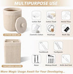 XLHOMO Resin Beige Bathroom Accessories Set 5 Pcs, Lotion Soap Dispenser, Toothbrush Holder, Bathroom Tumbler, Qtip Holder and Vanity Tray, Bathroom Countertop Organizer Set for Modern Home Apartment - Image 4