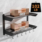 YIGII Wall Mounted Pot Rack 30 Inch, 2-Tier Kitchen Storage Shelf - Image 3