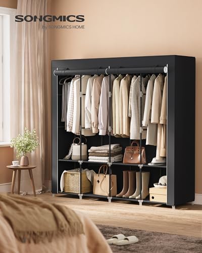 SONGMICS Portable Closet with Cover, 4 Hanging Rods and Shelves - Image 2