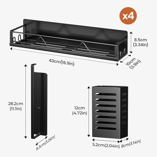 16.9 Inch Large Capacity Magnetic Spice Rack for Refrigerator Black, 6 Pack - Image 6
