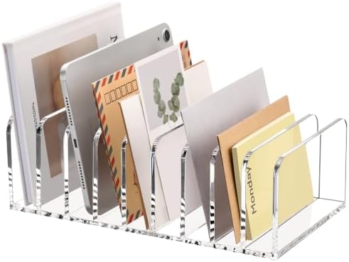 SANRUI Mail Organizer, Clear Acrylic Desk Organizer, 9-Compartment by SANRUI