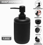XLHOMO Resin Matte Black Bathroom Accessories Set 5 Pcs, Lotion Soap Dispenser, Toothbrush Holder, Bathroom Tumbler, Qtip Holder and Vanity Tray, Bathroom Countertop Organizer Set for Home Apartment - Image 3