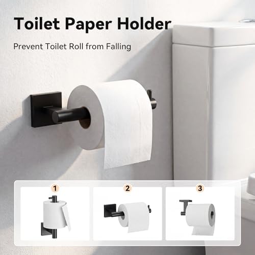 4-Piece Towel Holder Set, Black Bathroom Accessories Set - Image 6