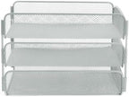 Safco Onyx Desktop Organizer, 3-Tier Paper Tray, Durable Steel Mesh Construction,Silver - Image 3