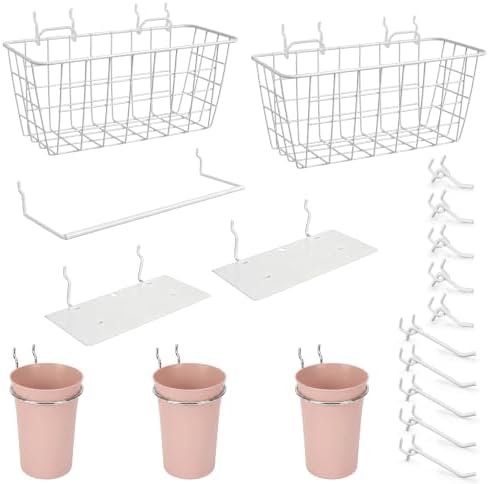 Pegboard Organizer Accessories 18 Pack, Peg Board Hooks Assortment (Pink) by GCORE