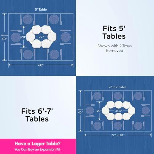 White- The Lazy Susan Revolution - The First Patented Lazy Susan Turntable Expandable for Rectangular & Oblong Tables - Kitchen & Dining Tables - Great Gift! Parties & Gatherings - Image 6