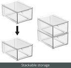 mDesign Stackable Storage Containers Box with 2 Pull-Out Drawers - Stacking Plastic Drawer Bins for Closet Organization, Linen, Coat, Bedroom or Entryway Closets - Lumiere Collection - 2 Pack - Clear - Image 5
