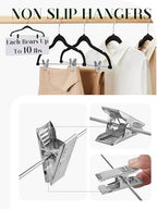 Cozymood Velvet Skirt Hangers 24 Packs Velvet Hangers with Clips - Black - Image 6