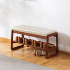 SOBIBO Solid Wood Shoe Bench, 2-Tier Wooden Entryway Bench, Modern Shoe Rack with Faux Leather Cushion for Hallway, Living Room (Gray, 31.5'') by SOBIBO