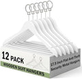 12 Pack Hotel Suit Hangers 17.5" Anti-Theft Security Hangers, White by Leinuosen