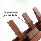 Mid Century Modern Wood Coat Rack Wall Mount with Shelf, 9 Hooks, Walnut - Image 3