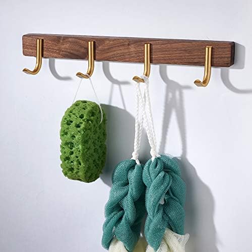 Wall Mounted Coat Rack, Metal Wood with 4 Hooks - Image 5