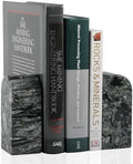 Koville Natural Marble Bookends for Shelves, Decorative Book Ends, 7lbs Heavy-Duty Marble Book Holders, Bookshelf Apartment Decor for Normal Books/CD/Video Games(Olive Green) by Koville