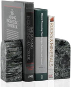 Koville Natural Marble Bookends for Shelves, Decorative Book Ends, 7lbs Heavy-Duty Marble Book Holders, Bookshelf Apartment Decor for Normal Books/CD/Video Games(Olive Green) by Koville