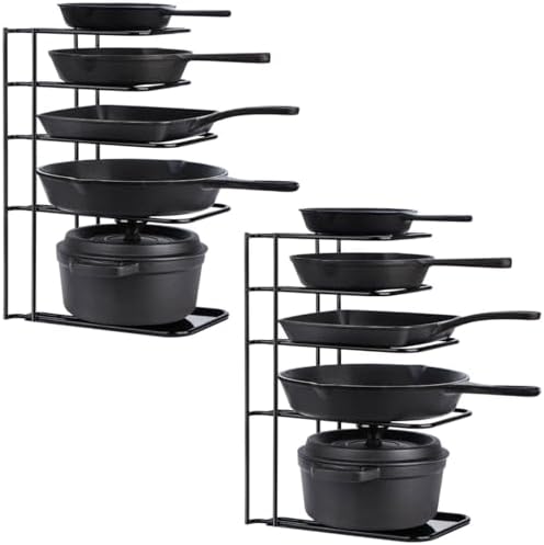 Toplife Heavy Duty Pan Organizer,Storgae Rack for Cast Iron Skillets 2 Pack by Toplife
