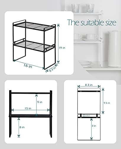 Shantton Cabinet Shelf Organizer, Pantry Shelf Rack, Black 16x8.3x9.5 - Image 3