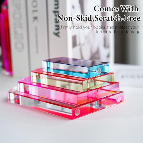 Crystal Geometric Triangle Bookends Heavy Non-Skid for Shelves Office Decor - Image 5