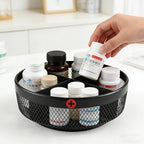 Rotating Medicine Organizer, 11.4 in Lazy Susan Pill Bottle Organizer with 4 Divided Sections, Metal Mesh Turntable Storage Basket for Cabinet, Countertop, Bathroom, Vitamins, Supplements - Image 4