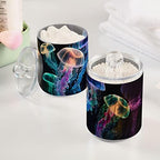 Vnurnrn Plastic Jars with Lid (Glowing Sea Jellyfish), Bathroom Vanity Canisters Storage Organizer for Cotton Balls, Swabs, Pads,Bath Salts, 4 Pack - Image 5