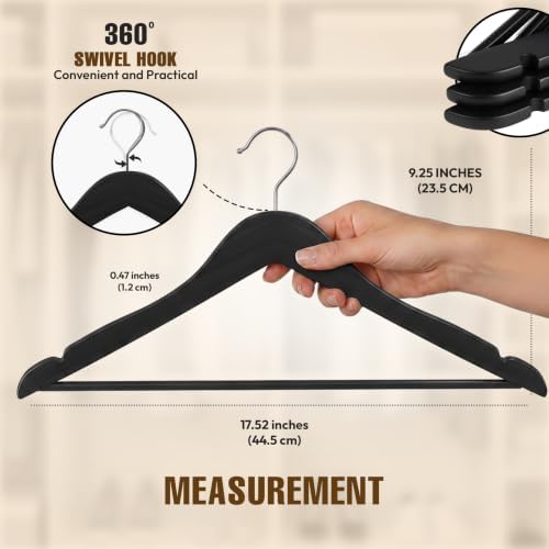 Utopia Home Wooden Hangers 30 Pack – Slim Suit Hangers Black - Image 2