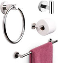 MARMOLUX ACC Bathroom Hardware Set Towel Racks 4 Pieces Hand Towel Ring Holder-Toilet Paper Holder-Towel Hook-Towel Bar Heavy Duty Wall Mount Bathroom Accessories SUS 304 Stainless Steel Mirror Finish by MARMOLUXACC