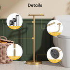 BESy Brushed Gold Freestanding Toilet Paper Holder Stand Free Standing - Image 7