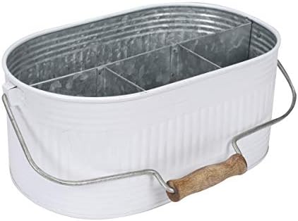 Alpha Living Home White Silverware Organizer, Farmhouse Cutlery Holder Tray by ALPHALivingHOME