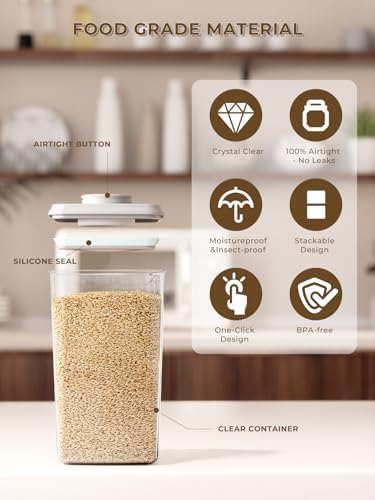4.22Qt Airtight Food Storage Containers with Pop Lids, Set of 2 Pantry Jars - Image 3