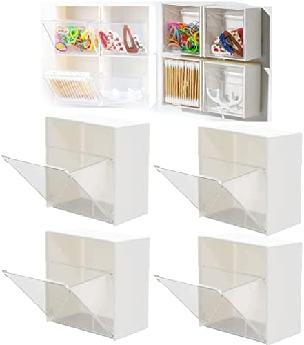 Wall-mounted Clamshell Storage Box, Clamshell Storage Box Mount Wall, Wall Mounted Cotton Swab Holder, Convenient Wall Mounted Clamshell Design Plastic Cotton Swab Storage Holder (4pcs) by Unknown