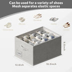 FHSQX 2 Pack Shoe Organizer for Closet,Fits up to 24 Pairs,Fabric Shoe Storage Bins,Large Shoe Box Storage Containers with Bottom Support for Shoes (Gray, (16.5 * 12.6 * 9.5) x1) - Image 3