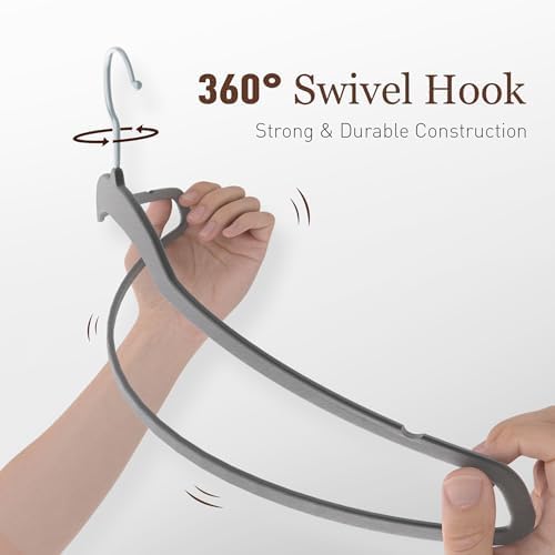 Velvet Hangers 200 Pack, 17.5" Non-Slip Clothes Hangers, Gray - Image 7