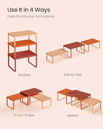 SONGMICS Cabinet Organizer Shelf, Set of 3 Spice Rack, Kitchen Storage - Image 6