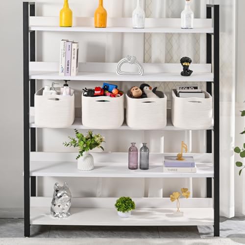 ICERZCZ Storage Baskets for Organizing & Shelves, Woven Cotton Rope Organization Bins for Dog Toys, Clothes, Books, Nursery Organizer, 15"Lx11''Wx9.5''H, (4 Packs) Off White - Image 2