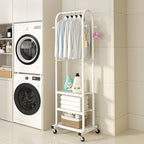 Dttwacoyh Clothing Rack with Wheels,Narrow Metal Garment Rack,White - Image 5