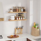 Floating Shelves for Wall, 24 in Oak Wall Shelves 9.3in Deep Shelf - Image 2