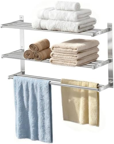 Taaji Towel Racks for Bathroom 24 inch, 2 Tier with Towel Bars, Brushed by Taaji