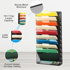 EASEPRES Desk File Organizer Mesh 11-Tier, Hanging Wall Mount Document Organization Stand, Desktop Vertical Mail Paper Folder Holder Rack with Bottom Tray for Office Home Cubicle Countertop, Black - Image 4
