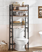 CHOEZON Over The Toilet Storage Rack, 4-Tier Bathroom Organizer Shelf, Over Toilet Storage with Wire Basket and Toilet Paper Holder, Adjustable Shelves, for Bathroom, Rustic Brown and Black TTS03BF by Choezon